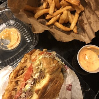 30 Burgers - 6. A-1 Bleu Burger Regular Fries Greasy bag goodness!!!!! - Burgers Near Me - Linden, New Jersey 30 Burgers - 6. A-1 Bleu Burger Regular Fries Greasy bag goodness!!!!! - Burgers Near Me - Linden, New Jersey