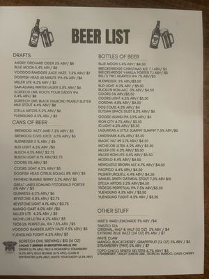 Menu photo 3 Pamela's Pints & Provisions Confluence, PA