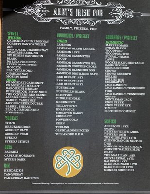 Menu photo 8 Abby's Irish Pub Colorado Springs, CO Menu photo 8 Abby's Irish Pub Colorado Springs, CO