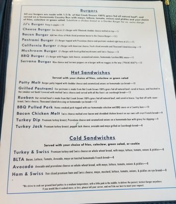 Menu photo 8 JJ's Cafe Old Station, CA