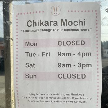 Chikara Mochi - Regular hours - Bakeries Near Me - Gardena, California
