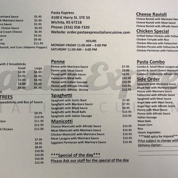 Pasta Express - Menu July 2026 - Italian Near Me - Wichita, Kansas Pasta Express - Menu July 2026 - Italian Near Me - Wichita, Kansas