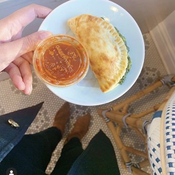 Necessary & Sufficient - Saffron & Creamed Spinach Empanada - Coffee & Tea Near Me - Chicago, Illinois Necessary & Sufficient - Saffron & Creamed Spinach Empanada - Coffee & Tea Near Me - Chicago, Illinois