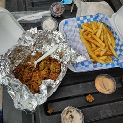 Sofia's Greek Bistro - Crumbly, less than tasty falafel. Fries were okay.