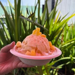 Pineapple with Pineapple chunks, condensed milk and vanilla ice cream