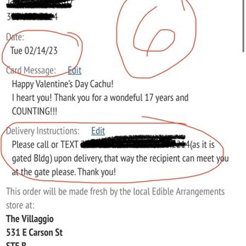 Edible Arrangements - Clear DELIVERY INSTRUCTION with recipients complete contact number!!!! - Gift Shops Near Me - Carson, California Edible Arrangements - Clear DELIVERY INSTRUCTION with recipients complete contact number!!!! - Gift Shops Near Me - Carson, California