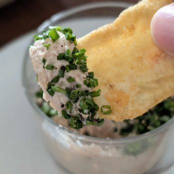 Stokes Adobe - Duck rillete with vinegar chips for dipping - New American Near Me - Monterey, California