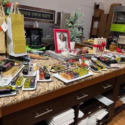 a counter with a variety of food items a counter with a variety of food items