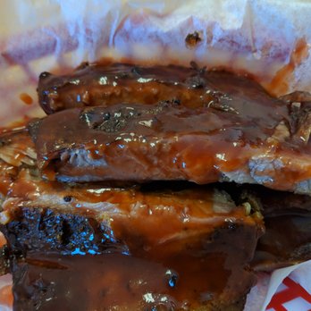 Currituck BBQ - Ribs, over done.  Order without that sauce! - Barbeque Near Me - Barco, North Carolina