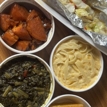 Pit-N-Peel - Mustard Greens, Yams, cornbread, cabbage, Mac-N-Cheese - Barbeque Near Me - Baton Rouge, Louisiana Pit-N-Peel - Mustard Greens, Yams, cornbread, cabbage, Mac-N-Cheese - Barbeque Near Me - Baton Rouge, Louisiana
