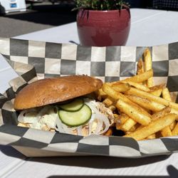 Baptism River Barbecue - Pulled chicken with fries