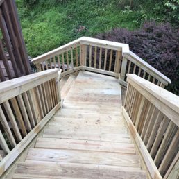 Deck stairs. Deck stairs.