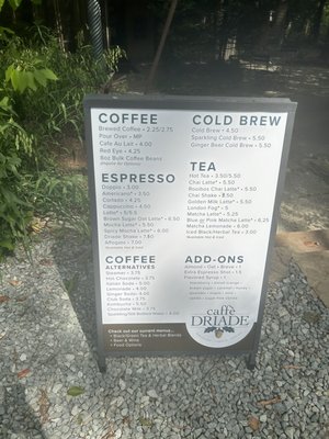 Menu photo 1 Caffe Driade Chapel Hill, NC Menu photo 1 Caffe Driade Chapel Hill, NC