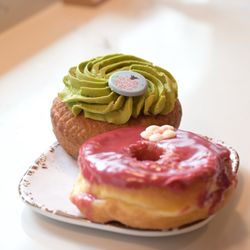 Good Doughnuts & Cafe - Penn Quarter - Matcha latte donut and cherry blossom donut