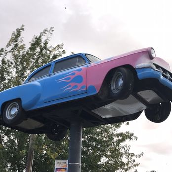 Wayback Cafe & Catering - a pink and blue car on top of a pole - Cafes Near Me - Lewiston, Idaho Wayback Cafe & Catering - a pink and blue car on top of a pole - Cafes Near Me - Lewiston, Idaho