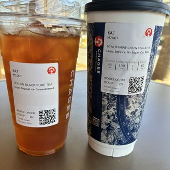 Chagee Modern Teahouse - My drinks. I like how it tells you the nutritional facts also - Tea Rooms Near Me - Ontario, California Chagee Modern Teahouse - My drinks. I like how it tells you the nutritional facts also - Tea Rooms Near Me - Ontario, California