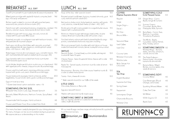 Menu photo 1 Reunion & Co Richmond, VIC