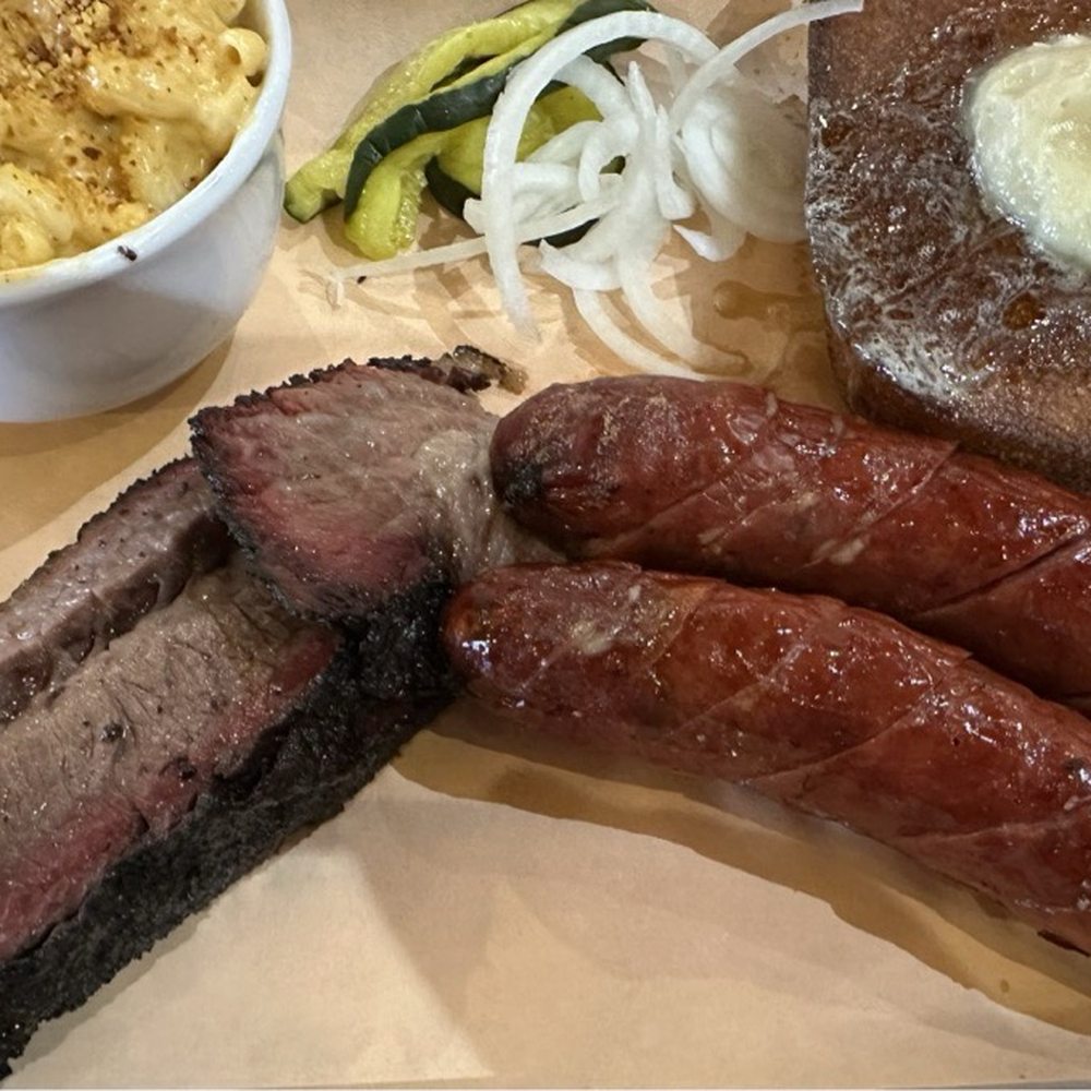 Jack's BBQ - Bellevue - 2-Meat plate (brisket and jalapeño-cheddar sausage) - Cocktail Bars Near Me - Redmond, Washington Jack's BBQ - Bellevue - 2-Meat plate (brisket and jalapeño-cheddar sausage) - Cocktail Bars Near Me - Redmond, Washington