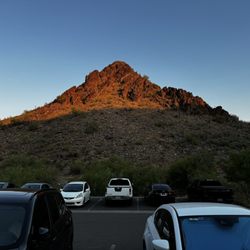 Hill across the parking lot