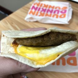 Wake-up Wrap - Sausage Egg And Cheese. Tortilla is a bit dry but otherwise not that bad.