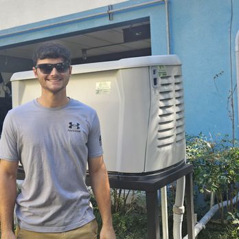 Comfort Engineered Systems - Our Krewe member Chase in front of the Generac "New Generation" standby generator that we just installed. One of the first installs. - Heating & Air Conditioning/HVAC Near Me - Harahan, Louisiana