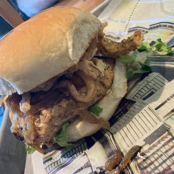 Hy-Vee Market Grille - Jenn's Chicken Sandwich with Carmelized onions. Excellent! - Cafes Near Me - Brooklyn Park, Minnesota Hy-Vee Market Grille - Jenn's Chicken Sandwich with Carmelized onions. Excellent! - Cafes Near Me - Brooklyn Park, Minnesota