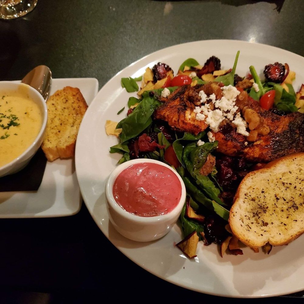 Draft Gastropub - Lobster bisque & salmon salad with cranberries, blackberries, apple chips, goat cheese, candied walnuts & blackberry-Cabernet vinaigrette - Gastropubs Near Me - Appleton, Wisconsin
