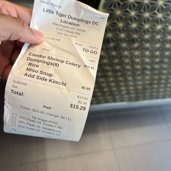 Little Tiger Dumplings - Receipt - Asian Fusion Near Me - Washington, DC, District of Columbia Little Tiger Dumplings - Receipt - Asian Fusion Near Me - Washington, DC, District of Columbia