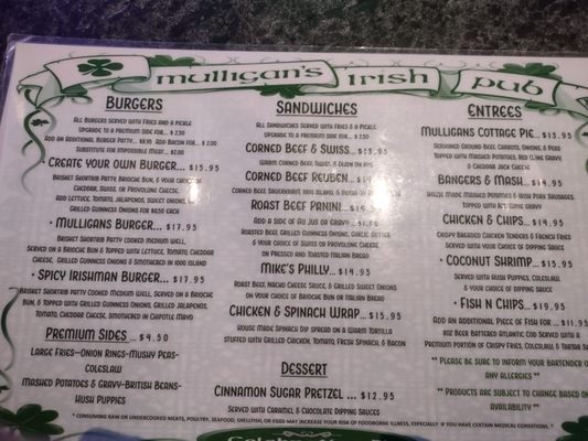 Menu photo 2 Mulligan's Pub Kissimmee, FL
