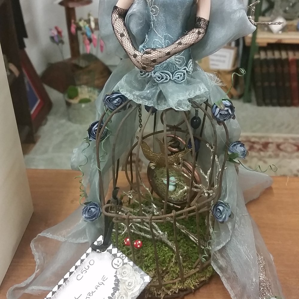 Jeffrey's Antique Co Op Mall - "Blue Girl Cage Assemblage" by Tossed & Found - Antiques Near Me - Lunenburg, Massachusetts Jeffrey's Antique Co Op Mall - "Blue Girl Cage Assemblage" by Tossed & Found - Antiques Near Me - Lunenburg, Massachusetts