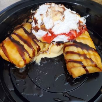 Hacienda Leon - Can't remember name but its fried chz cake drizzled w/choc,hny served with ice-cream and whip topping - Mexican Near Me - Bloomington, Illinois Hacienda Leon - Can't remember name but its fried chz cake drizzled w/choc,hny served with ice-cream and whip topping - Mexican Near Me - Bloomington, Illinois