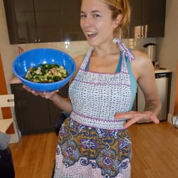 Denver Integrative Massage & Esthetics School - A massage student making a Thai Herbal Compress from fresh ginger, lemongress, & turmeric.
