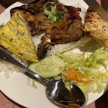 Rang Dong Restaurant - #83 Broken rice w pork chop, shrimp cake, and egg cake - Vietnamese Near Me - Alameda, California Rang Dong Restaurant - #83 Broken rice w pork chop, shrimp cake, and egg cake - Vietnamese Near Me - Alameda, California
