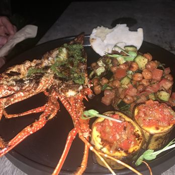 Chiringuito Tulum - Lobster and chickpea salad starter - excellent - Hotels Near Me - Tulum, ROO