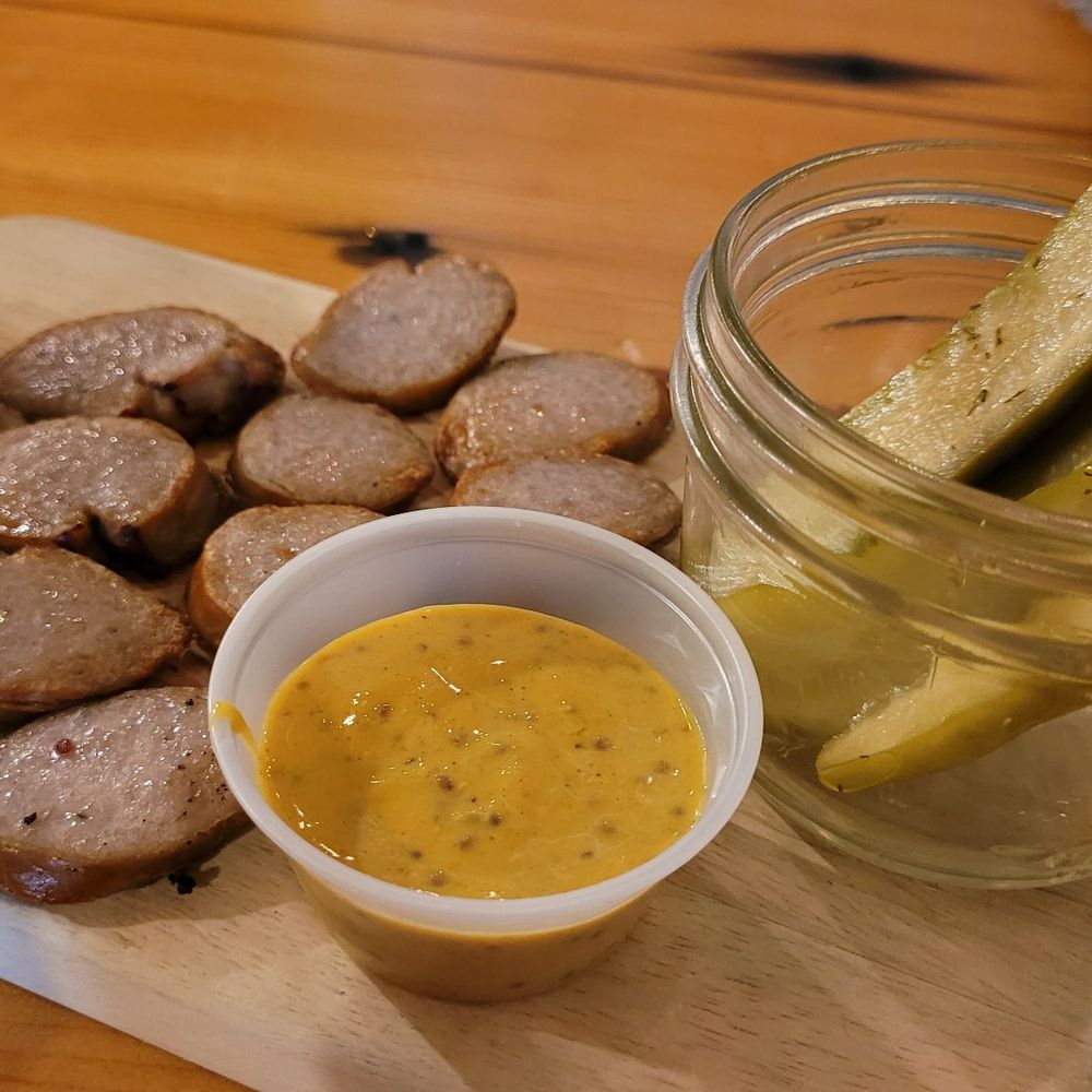 Devil's Club Brewing - Sausage, mustard, and yummy house made pickles. - Brewpubs Near Me - Juneau, Alaska Devil's Club Brewing - Sausage, mustard, and yummy house made pickles. - Brewpubs Near Me - Juneau, Alaska