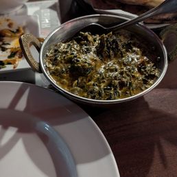Lamb Saag Paneer garlic naan Lamb Saag Paneer garlic naan