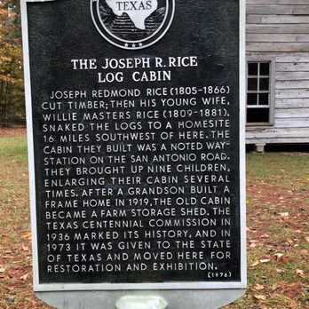 Mission Tejas State Park - Plaque about the rice family and history about the home pictured. - Parks Near Me - Grapeland, Texas Mission Tejas State Park - Plaque about the rice family and history about the home pictured. - Parks Near Me - Grapeland, Texas