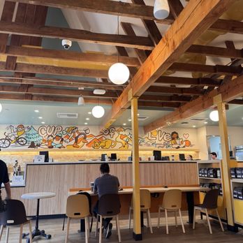 Philz Coffee - Inside view & cute wall mural "CUP OF LOVE" - Coffee & Tea Near Me - Whittier, California