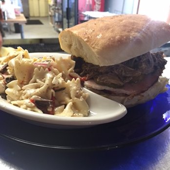 Cafe Aquarius - Cubano on ciabatta with a pasta salad - Vegan Near Me - Chalmette, Louisiana Cafe Aquarius - Cubano on ciabatta with a pasta salad - Vegan Near Me - Chalmette, Louisiana