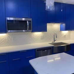 A C Carpentry - Kitchen Remodel with Custom Blue Cabinets