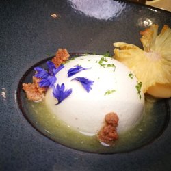 Rok - Pineapple cheesecake with passion fruit sorbet and olive oil
