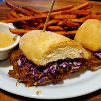 Plank Craft Kitchen & Bar - Pulled Pork sandwich, Chipotle dip with sweet potato fries - American Near Me - Folsom, California