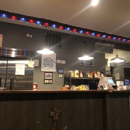 the counter area of a restaurant