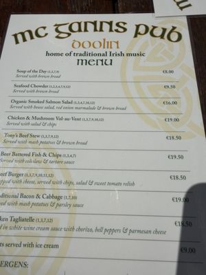 Menu photo 2 McGann's Pub Doolin, CE Menu photo 2 McGann's Pub Doolin, CE