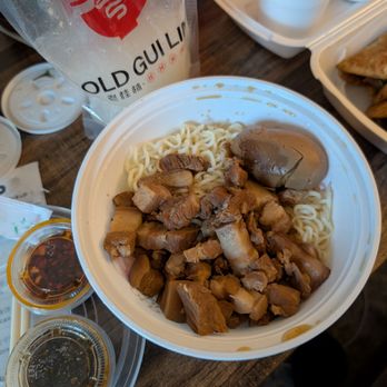 Old Gui Lin - Braised pork dry tossed noodles with bone broth in sippable bag - Chinese Near Me - Sacramento, California