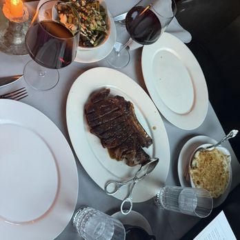Maple & Ash - 28 Day Dry-Aged Bone-In Ribeye,  Roasted Asparagus, Mac & Cheese , - Steakhouses Near Me - Chicago, Illinois
