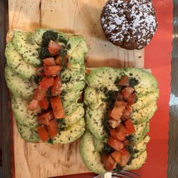 Avocado Toast and warm muffin Avocado Toast and warm muffin