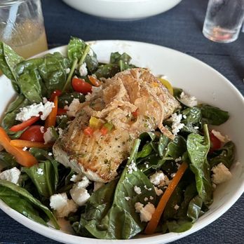 Trade Winds - Yummy goat cheese salad with fish, vegan paella - Seafood Near Me - Vieques, Puerto Rico Trade Winds - Yummy goat cheese salad with fish, vegan paella - Seafood Near Me - Vieques, Puerto Rico