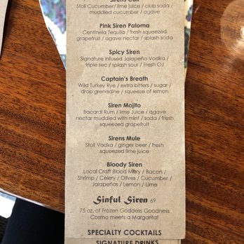 Sirens Bar and Grill - Specialty cocktails list - American Near Me - Atlantic City, New Jersey Sirens Bar and Grill - Specialty cocktails list - American Near Me - Atlantic City, New Jersey