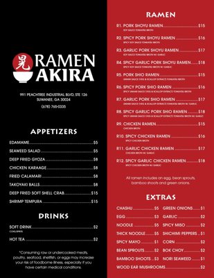Menu photo 1 Ramen Akira Suwanee, GA